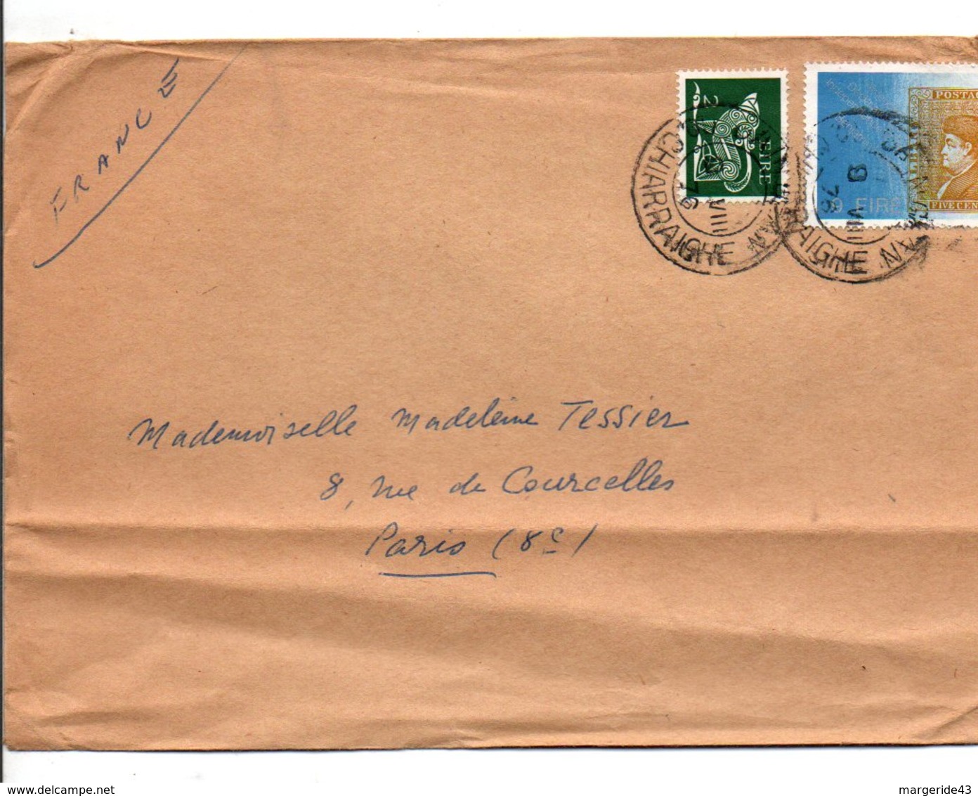 IRLANDE EIRE AFFRANCHISSEMENT COMPOSE SUR LETTRE POUR LA FRANCE 1976 - Lettres & Documents