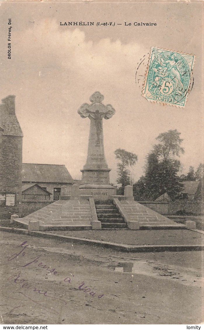 35 Lanhelin Le Calvaire Cachet Tireté Facteur Boitier Bonnemain Ille Et Vilaine 1905 - Autres & Non Classés