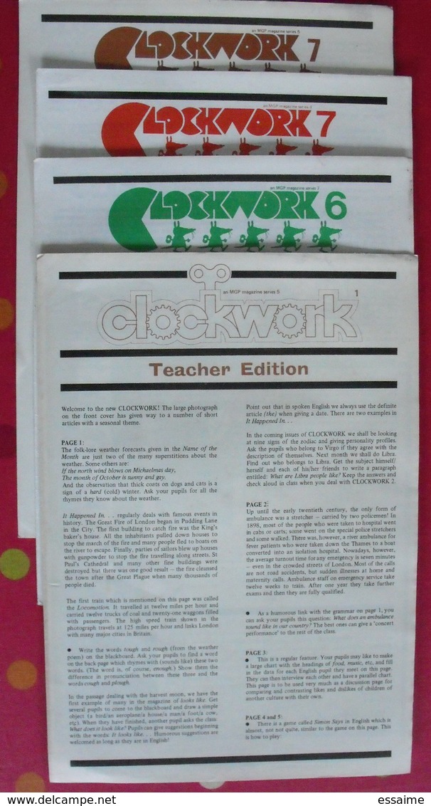 lot de 12 revues en anglais. Clockwork. 1977