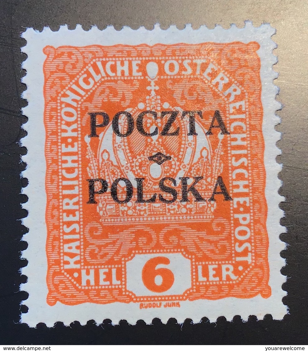 1919 „POCZTA POLSKA“ Krakow Mi 31 Plated I-94 By Michael Lenke, 6h Orange, VF MINT ORIGINAL GUM   (Polen Pologne Poland) - Used Stamps