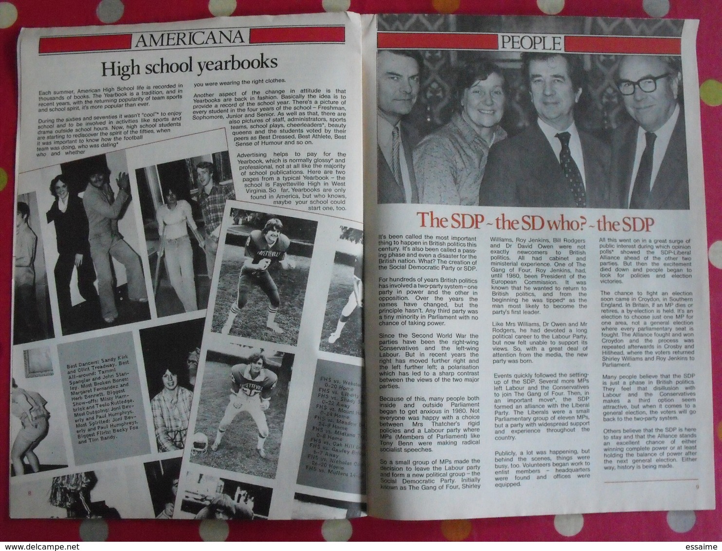 lot de 4 revues en anglais. club, catch. bandes dessinées, jeux. 1983