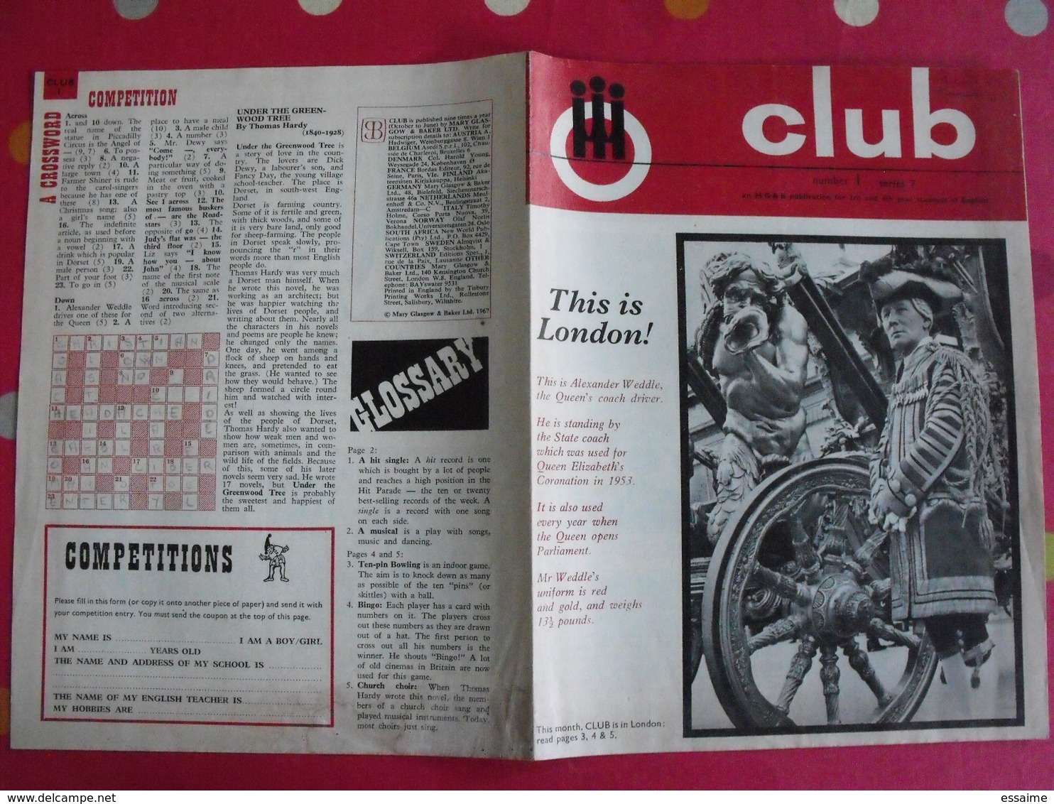 Lot De 6 Revues En Anglais. Club. Films, Jeux. 1967 - Englische Grammatik