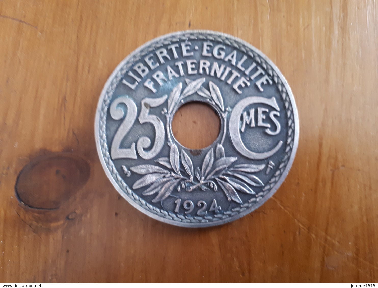 Médaille En Fer:  Liberté, égalité, Fraternité 25 Centimes 1924  & - Autres & Non Classés