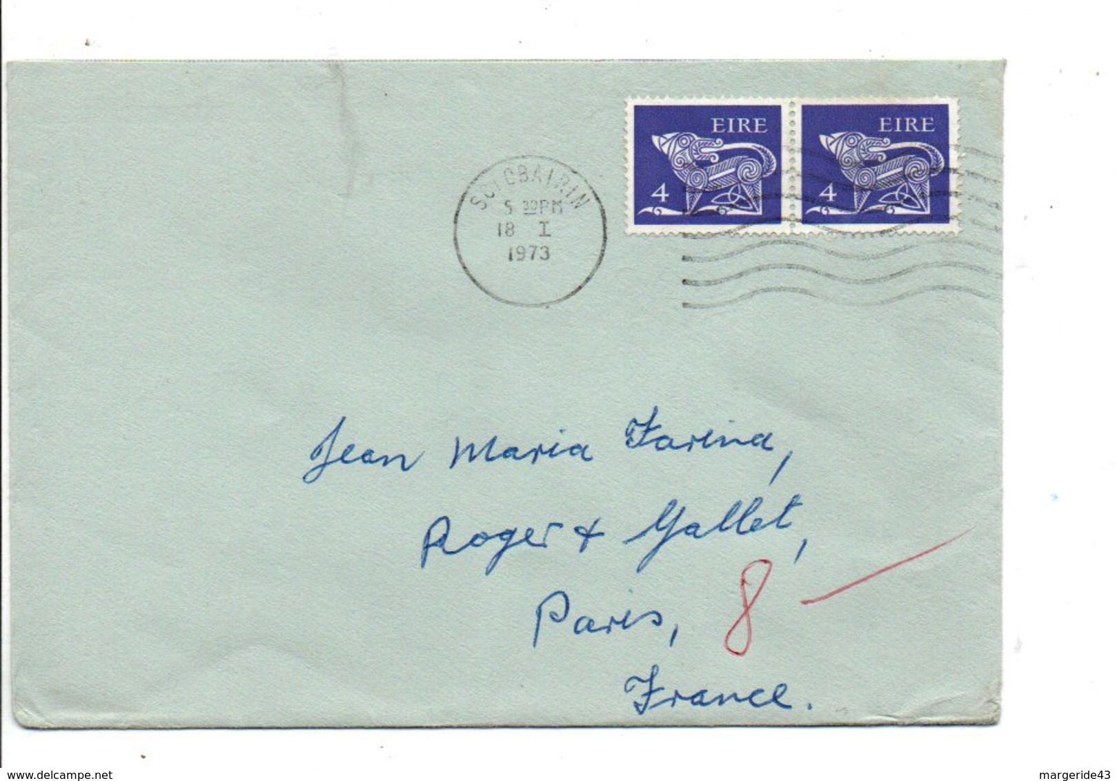 IRLANDE EIRE AFFRANCHISSEMENT COMPOSE SUR LETTRE POUR LA FRANCE 1973 - Covers & Documents