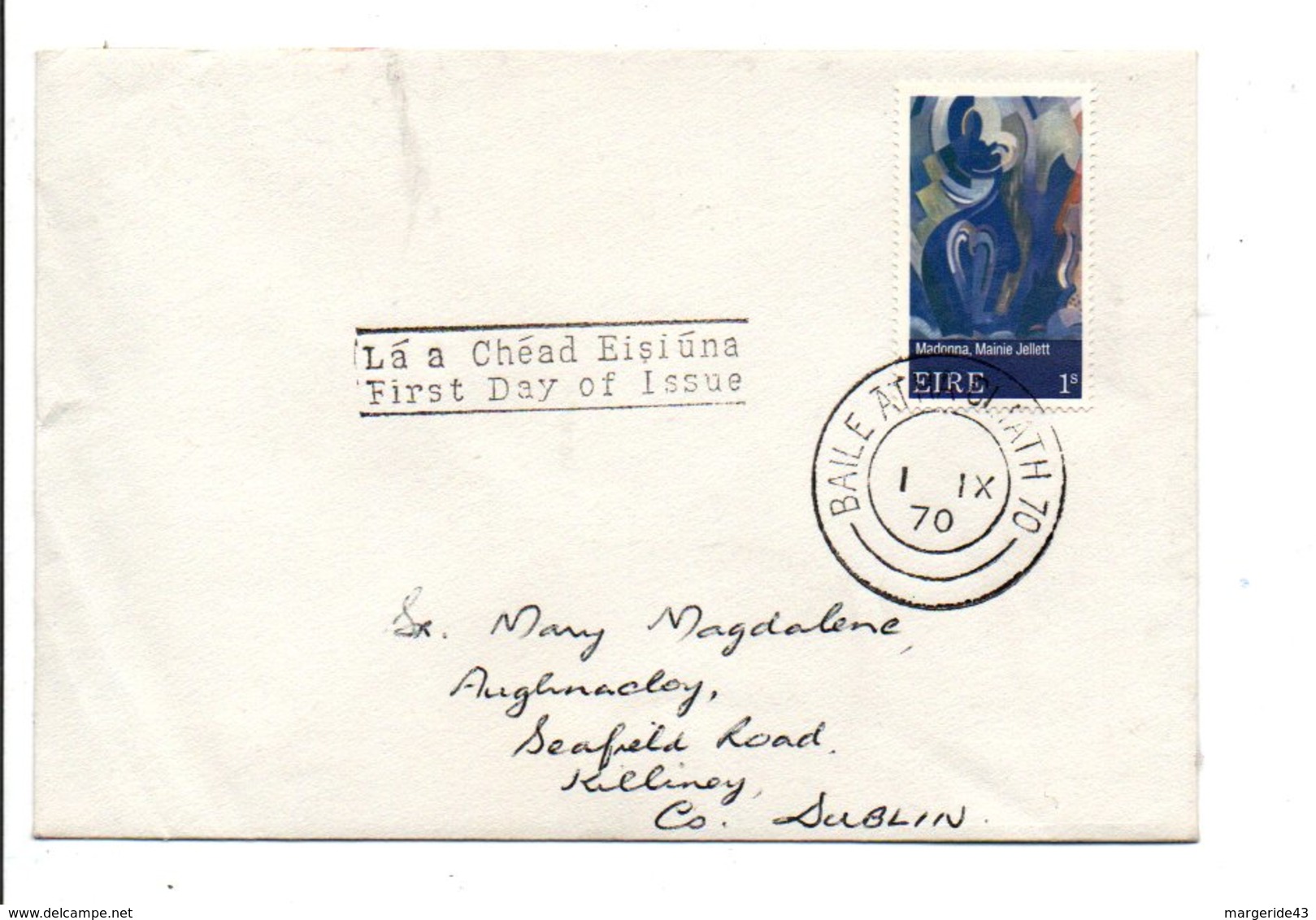 IRLANDE EIRE LETTRE FDC INTERIEURE 1970 - Covers & Documents