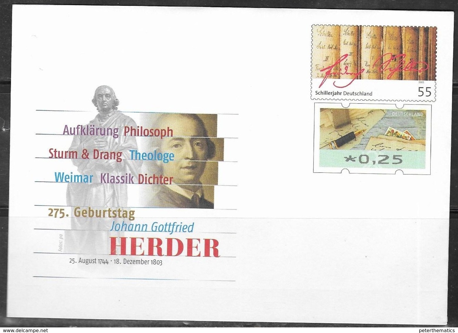 GERMANY, 2019, MINT POSTAL STATIONERY, PREPAID ENVELOPE, JOHANN GOTTFRIED HERDER, POETS, THEOLOGIANS, PHILOSOPHERS - Writers