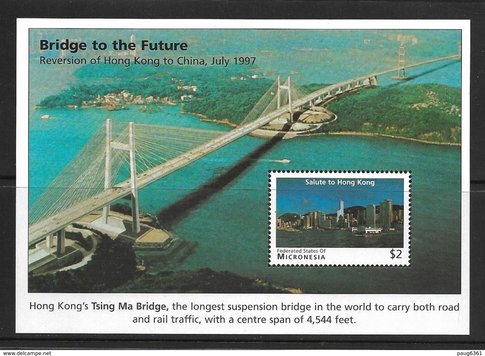 MICRONESIE 1997 PONT DE HONG-KONG  YVERT N°B27 NEUF MNH** - Bridges