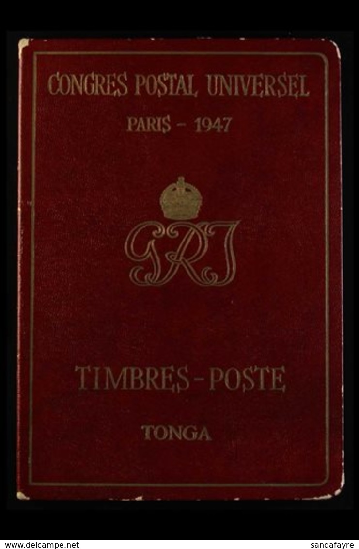 1947 TONGA UPU PRESENTATION FOLDER. PARIS UNIVERSAL POSTAL UNION CONGRESS Presentation Folder, Containing 1935 1½d & 194 - Other & Unclassified