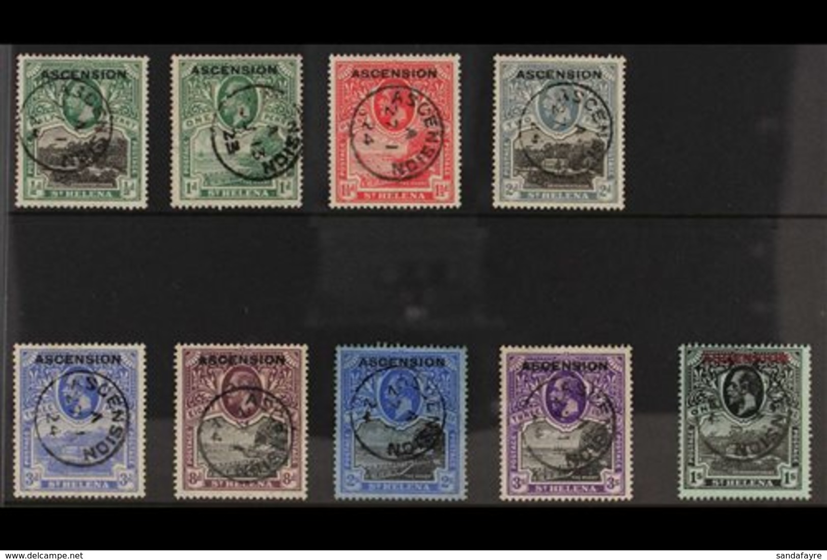 1922 Stamps Of St Helena overprinted "Ascension" Complete Set, SG 1/9, Very Fine Cds Used (9 Stamps) For More Images, Pl - Ascension