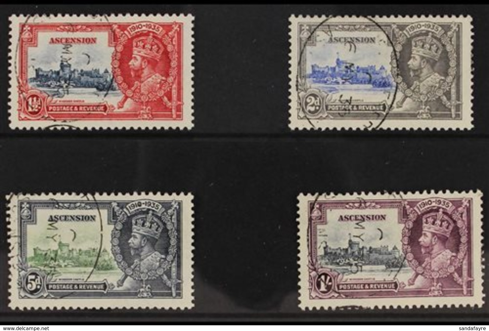 1935 Silver Jubilee Complete Set, SG 31/34, Very Fine Used With Matching Oval Registered First Day Cancels. Lovely (4 St - Ascension