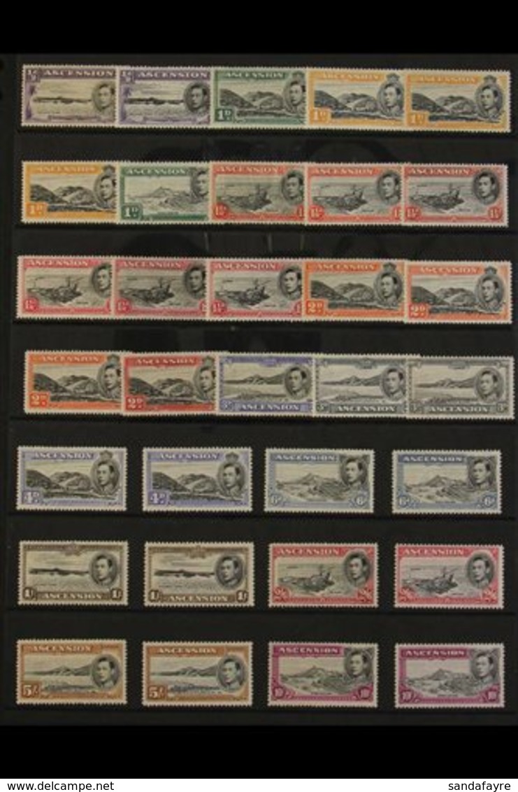 1938-52 KGVI Pictorial Definitive Set With ALL SG Listed Perforation & Shade Variants Presented On A Stock Card, SG 38/4 - Ascensión