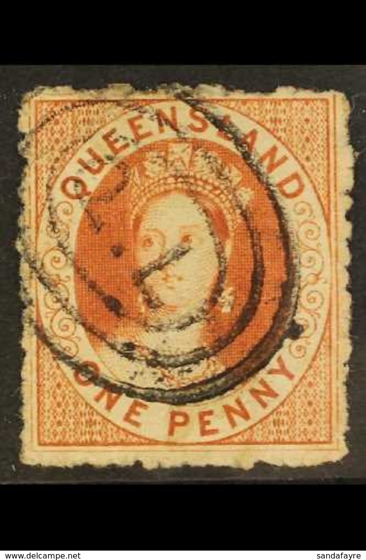 QUEENSLAND 1862 1d Indian Red Chalon, SG 21, Finely Used With "Q.L." In Oval Of Bars. For More Images, Please Visit Http - Autres & Non Classés