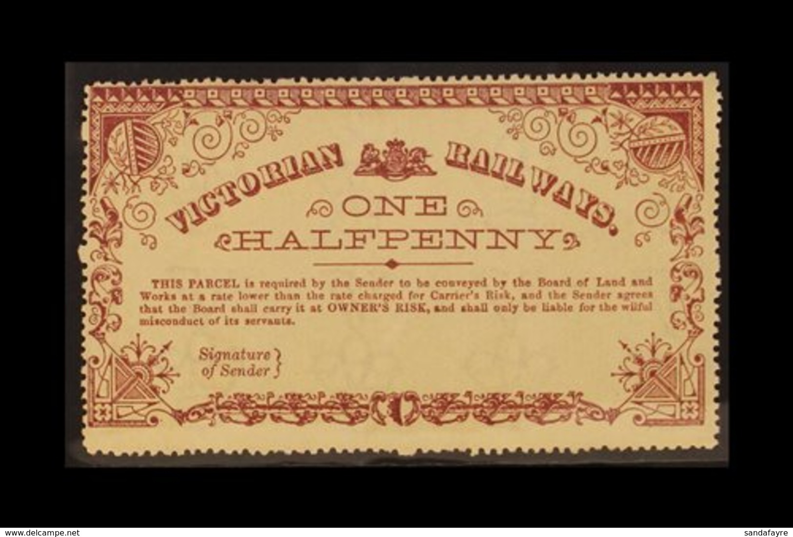 VICTORIA RAILWAY PARCELS 1882 ½d Purple-brown On White, G&R VR45, Fine Mint, Brown Streaky Gum. For More Images, Please  - Sonstige & Ohne Zuordnung