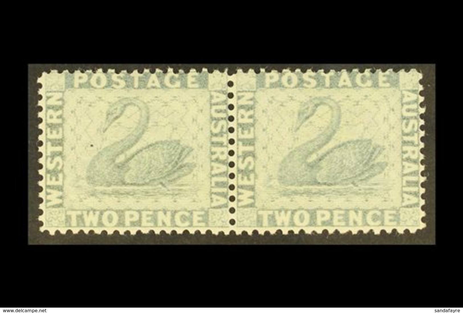 WESTERN AUSTRALIA 1888 2d Grey, Wmk Crown CA Sideways, Horizontal Pair, SG 104, Very Fine Mint. For More Images, Please  - Sonstige & Ohne Zuordnung