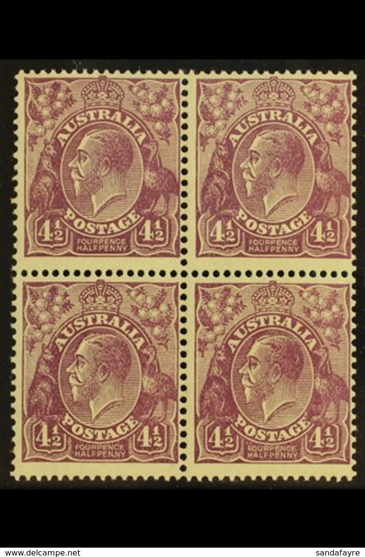 1926-30 4½d Violet KGV, Perf 13½x12½, SG 103, BLOCK OF FOUR Never Hinged Mint. For More Images, Please Visit Http://www. - Other & Unclassified