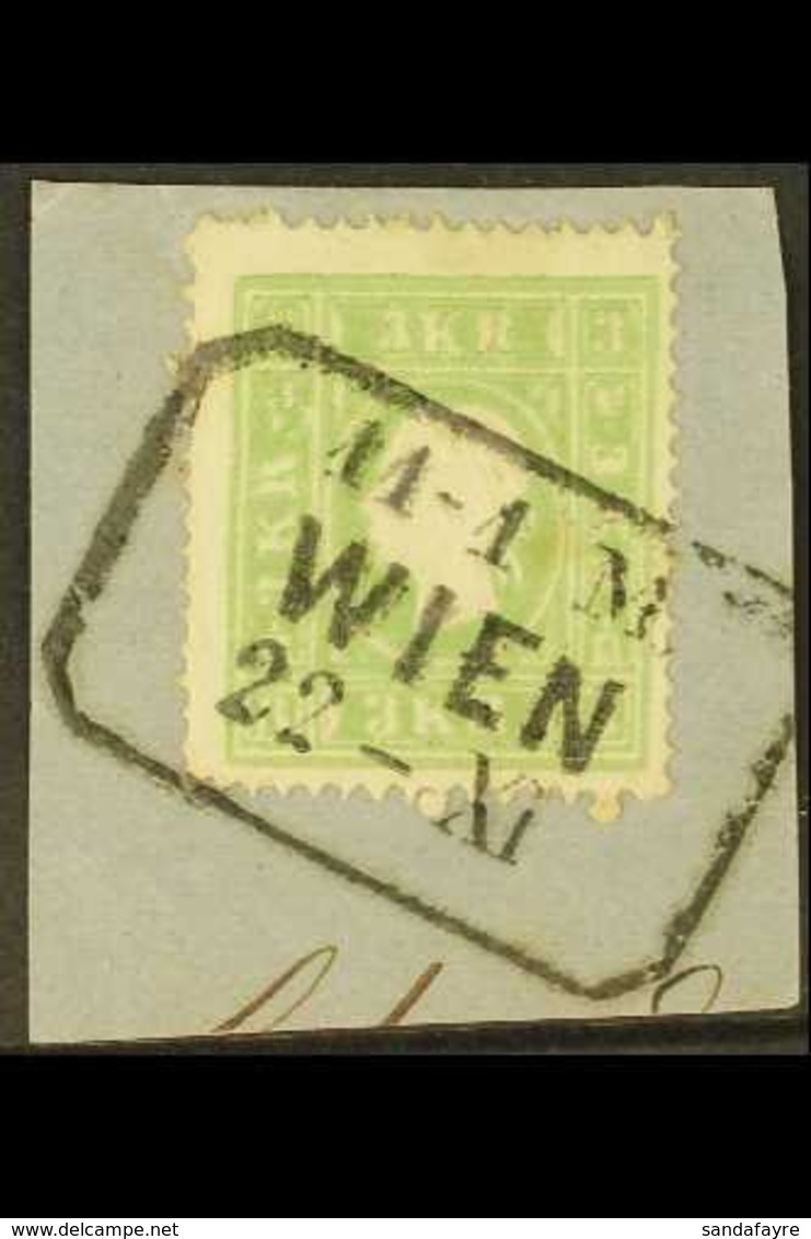 1859 3kr Green, Mi 12II, SG 24, Fine Used On Small Piece With Boxed Wien Cancel. For More Images, Please Visit Http://ww - Autres & Non Classés