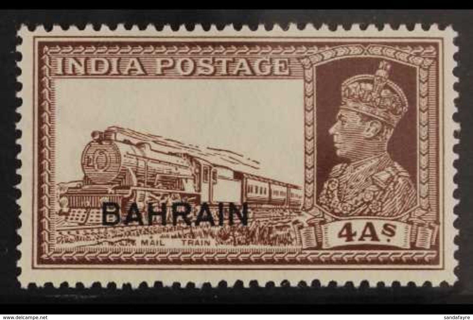 1938 4a Brown Express Train Ovptd, SG 28, Very Fine Never Hinged Mint. For More Images, Please Visit Http://www.sandafay - Bahrein (...-1965)