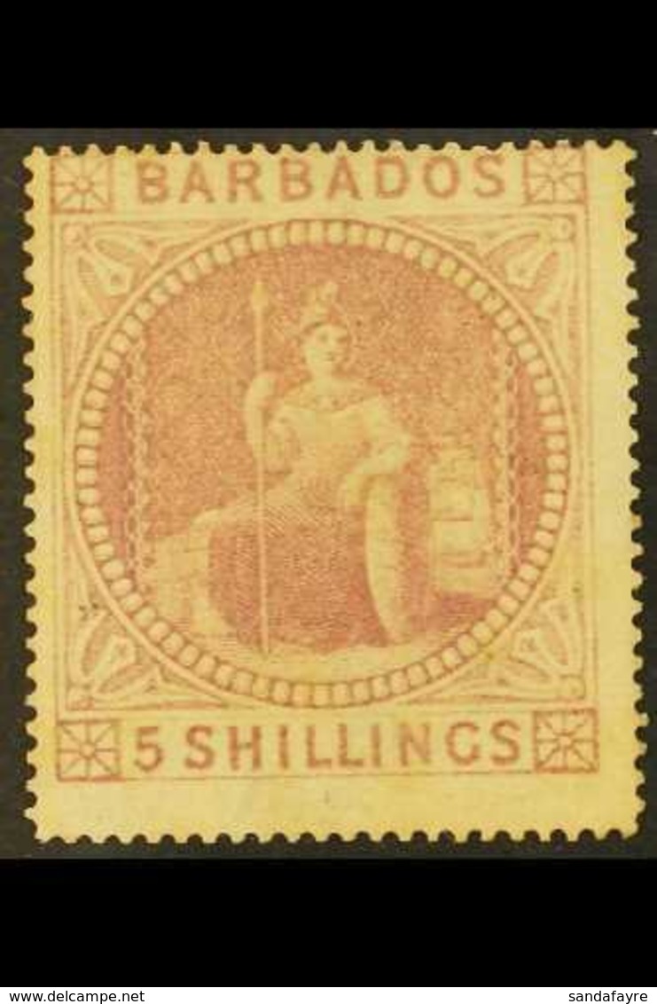 1873 5s Dull Rose Britannia, SG 64, An Attractive Mint Example With Good Colour And Large Part Gum. For More Images, Ple - Barbados (...-1966)