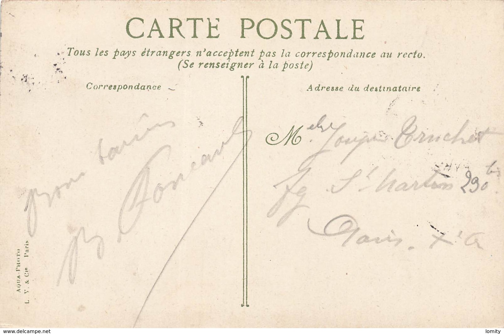 64 Pau Le Chateau Et La Rue Marca Cpa Carte Animée Colorisée Attelage Cachet Gare De Pau 1909 - Pau