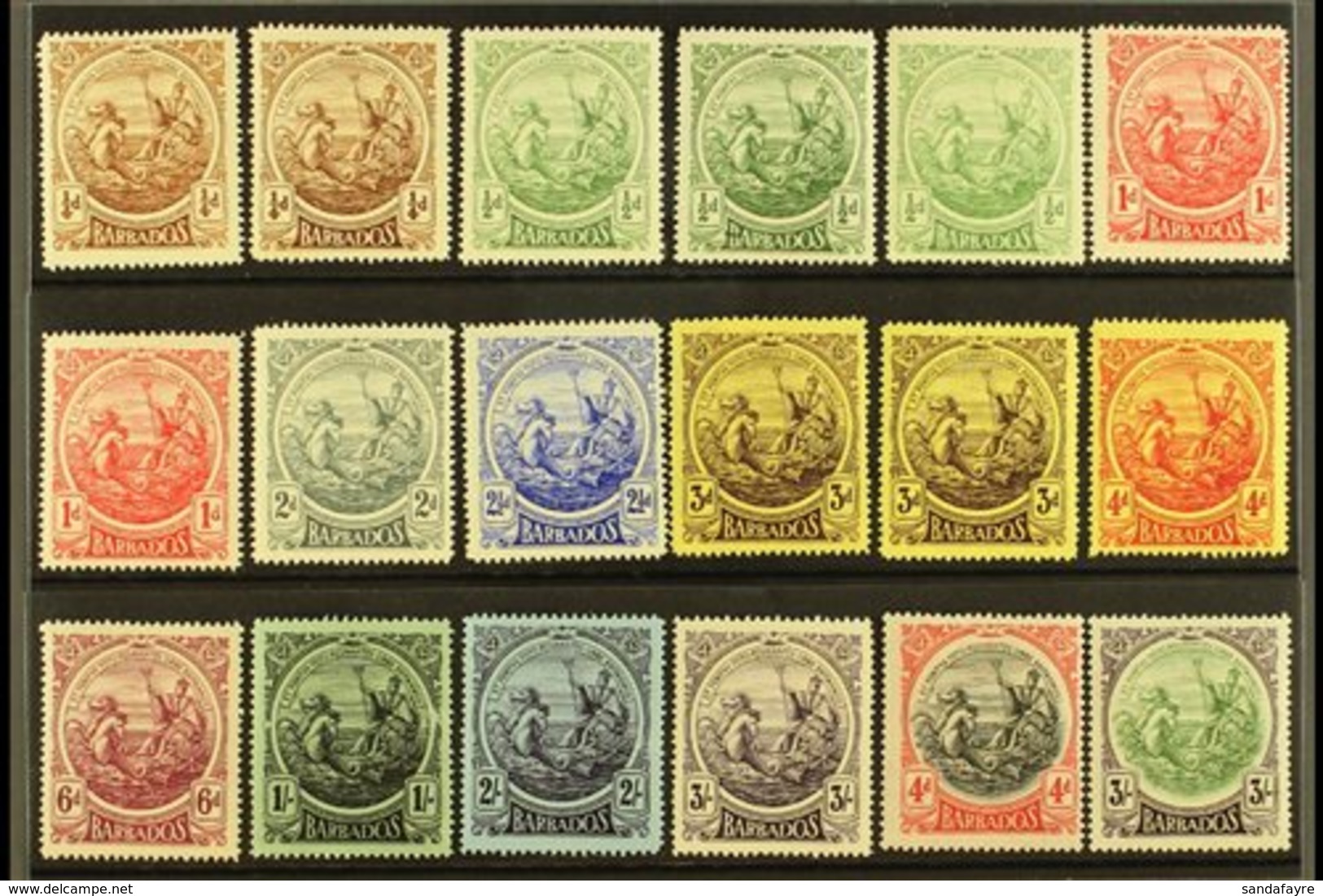 1916-19 Definitives Complete Set, SG 181/91, Plus Some Shades (including 3d On Thick Paper) And 1918 New Colour Set, SG  - Barbados (...-1966)