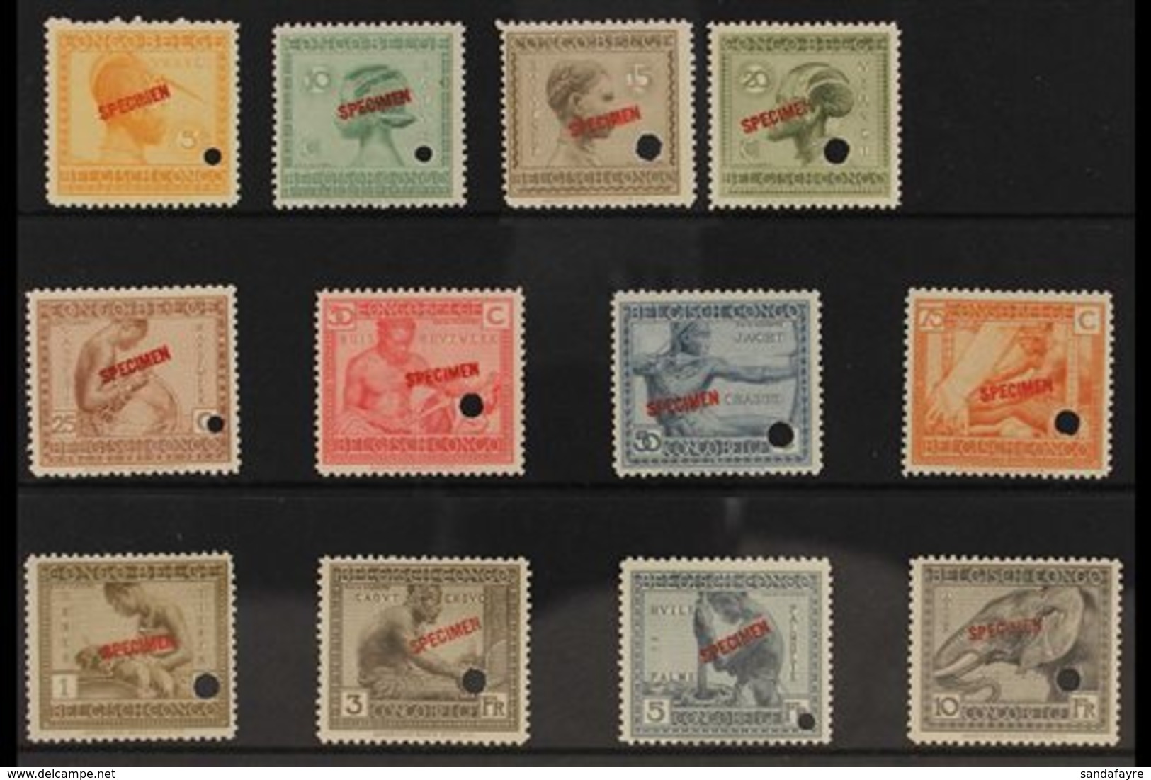 BELGIAN CONGO 1923 Pictorial Set, COB 106/117, Superb Never Hinged Mint With "SPECIMEN" Overprints And Security Punch Ho - Other & Unclassified