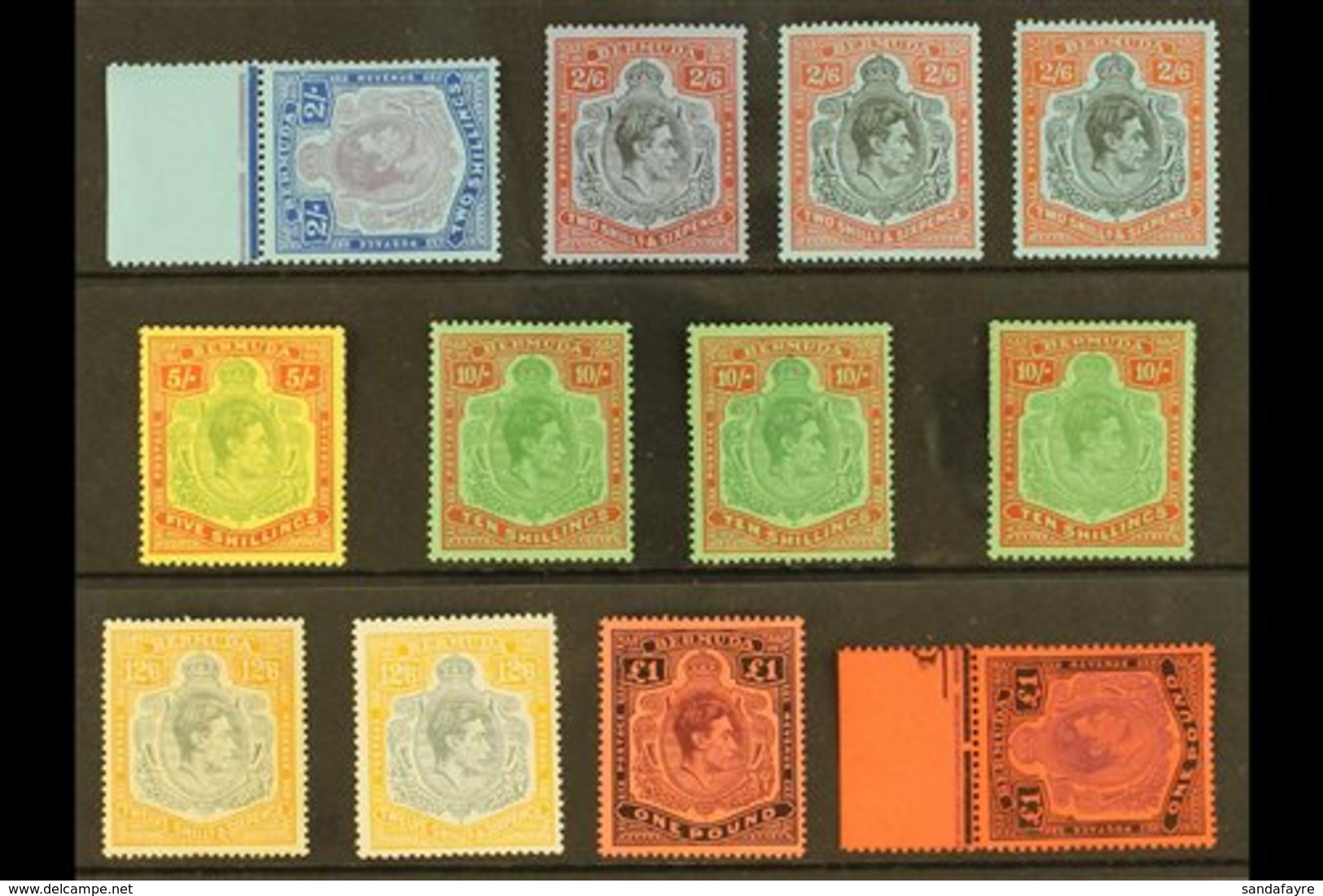 1938-53 KING GEORGE VI KEY TYPES A Very Fine Mint Or Never Hinged Mint Group With 2s Perf 13 Ord Paper, SG 116e (NHM), 2 - Bermudas