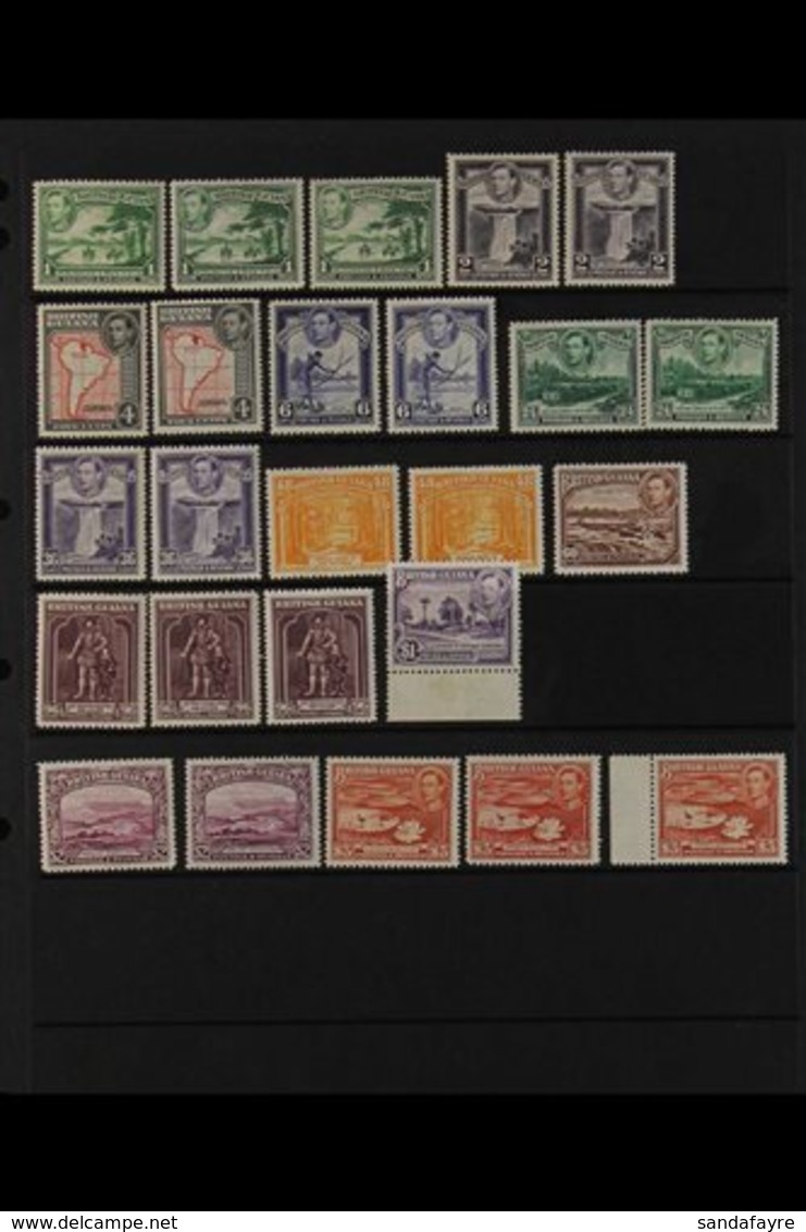 1938-52 PICTORIAL DEFINITIVES. A Virtually Complete SG Listing (complete, Less $1 Perf. 14x13), SG 308/319b, Superb Neve - Guayana Británica (...-1966)