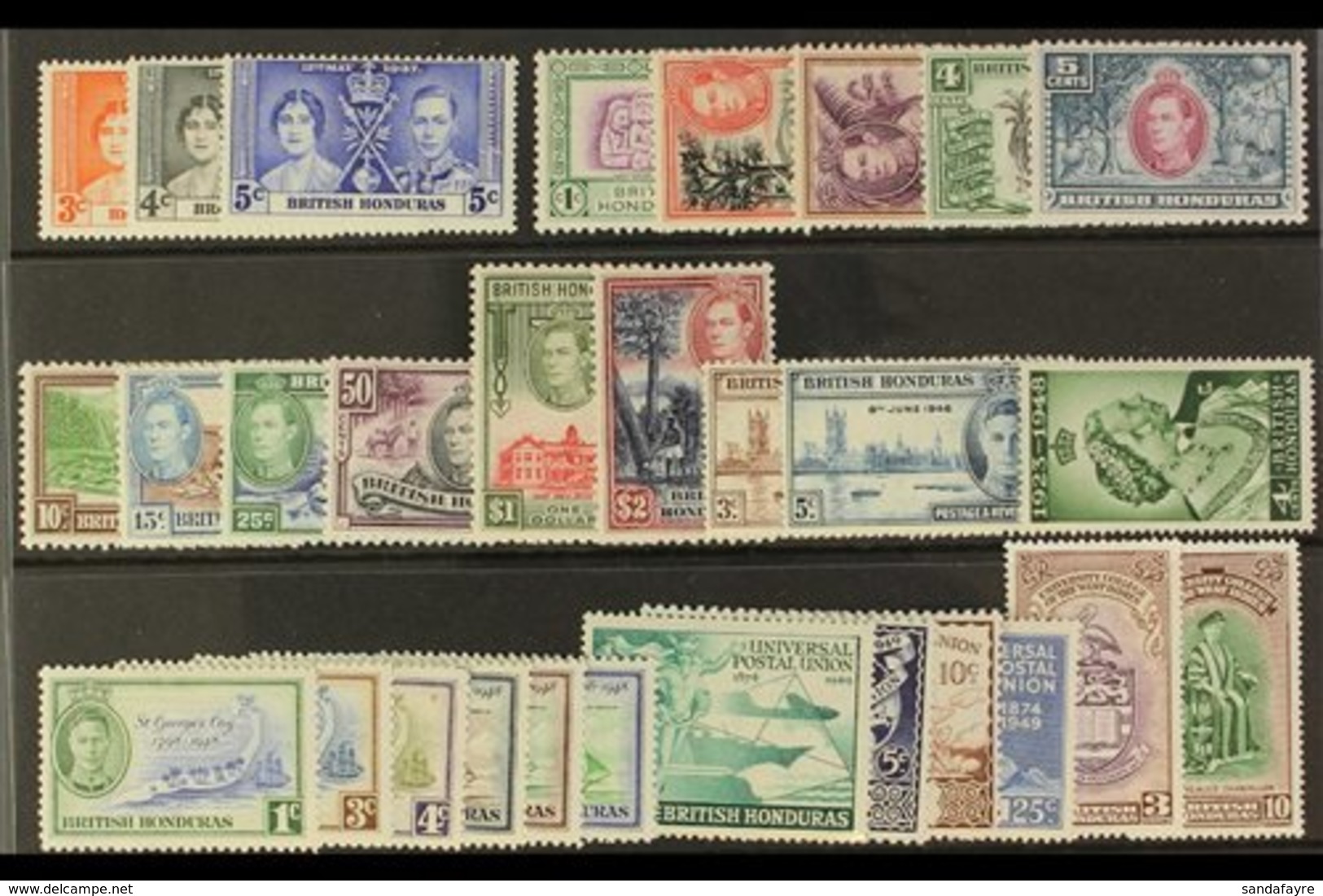 1937-51 MINT KGVI COLLECTION. A Highly Complete Collection Presented On A Stock Card. ALL DIFFERENT & Values To $2. Usef - Honduras Británica (...-1970)