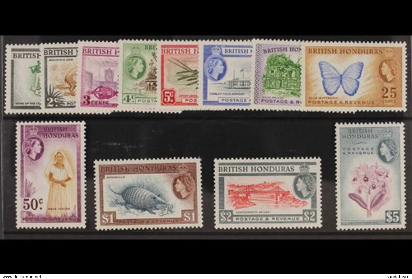 1953-62 Definitives Complete Set, SG 179/90, Never Hinged Mint. (12 Stamps) For More Images, Please Visit Http://www.san - Honduras Britannique (...-1970)