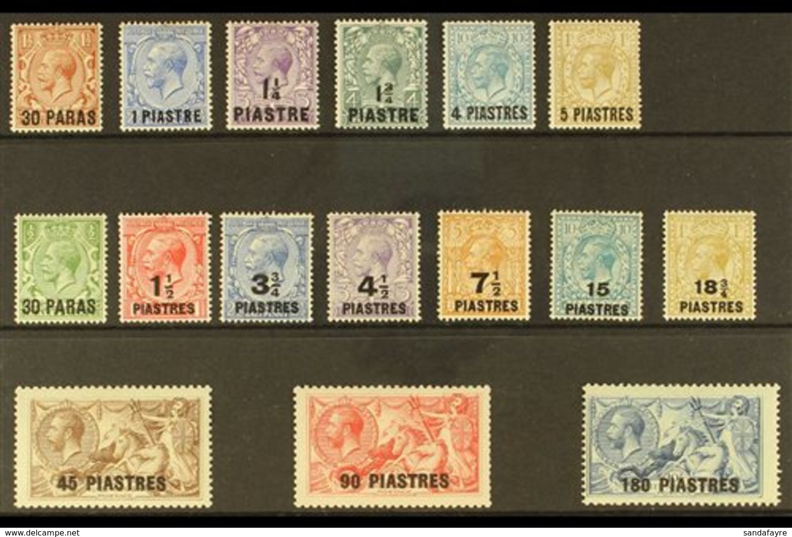 1913-21 KGV MINT SURCHARGED SETS Presented On A Stock Card & Includes 1913-14 Set (SG 35/40) & 1921 Complete Set (SG 41/ - Levant Britannique
