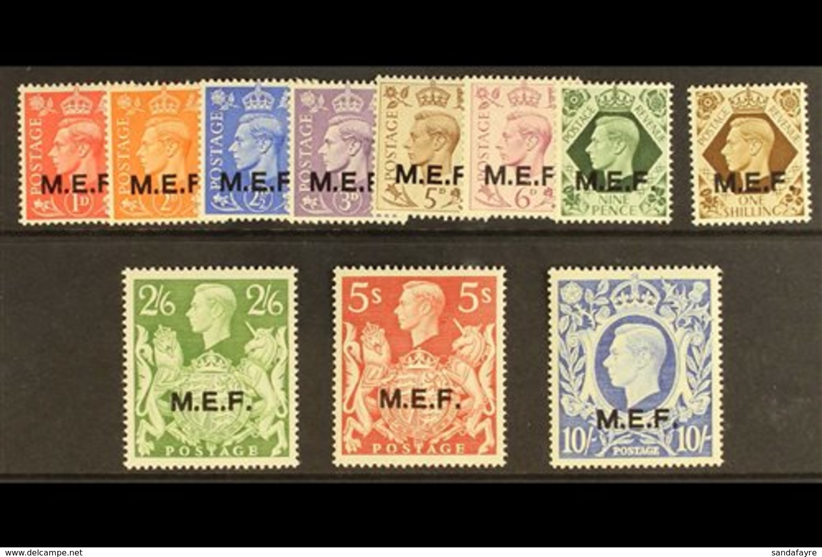 MIDDLE EAST FORCES 1943-47 "M.E.F." Overprints Complete Set, SG M11/M21, Never Hinged Mint. (11 Stamps) For More Images, - Italian Eastern Africa