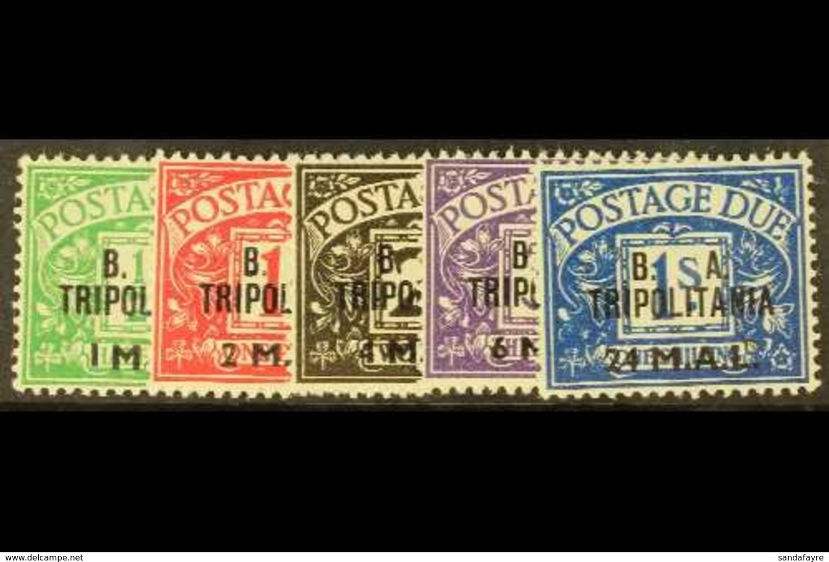 TRIPOLITANIA POSTAGE DUES 1950 "B. A." Complete Set, SG TD6/TD10, Very Fine Mint, Only Very Lightly Hinged. (5 Stamps) F - Italian Eastern Africa