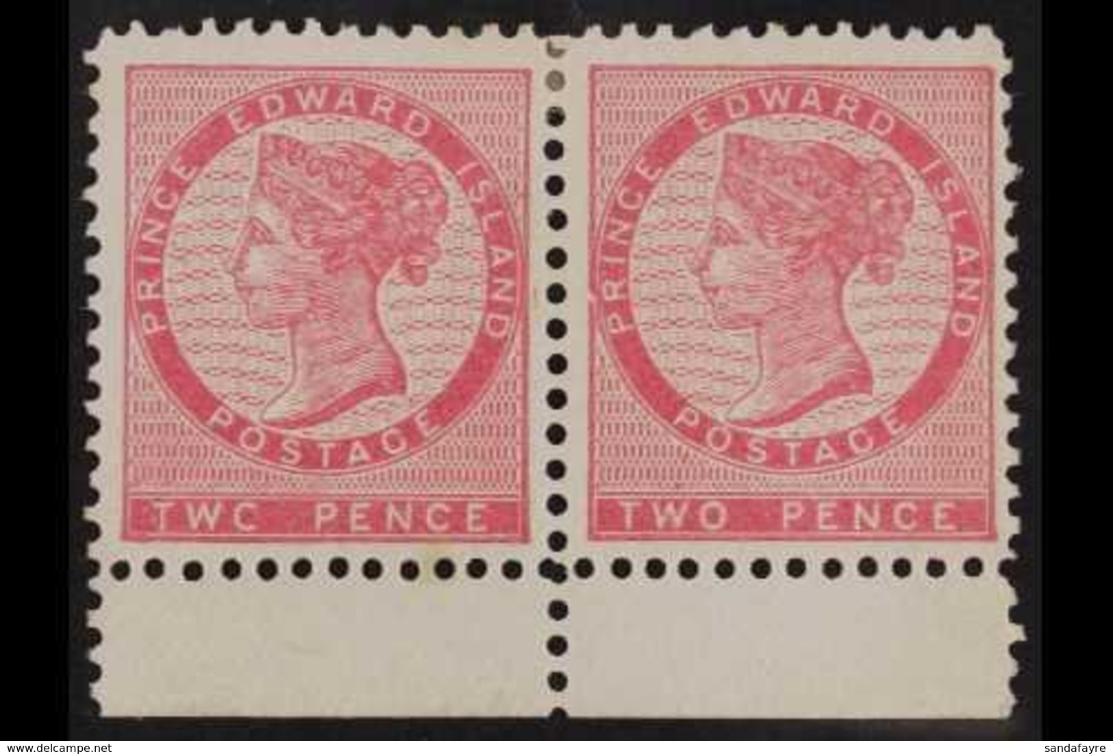 1870 VARIETY 2c Rose Pink, Marginal Horizontal Pair, One Showing The Variety "Twc For Two", SG 28, 28b, Superb Mint. (2  - Other & Unclassified