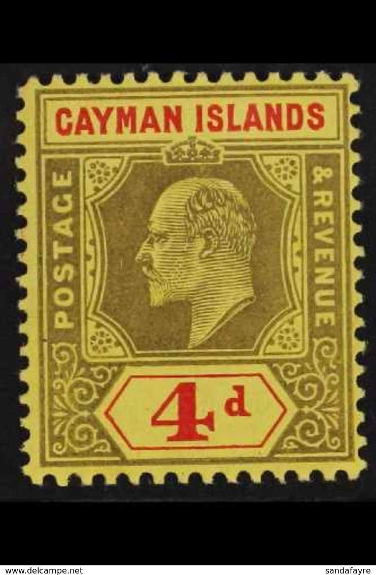 1907-09 4d Black And Red On Yellow, SG 29, Never Hinged Mint. For More Images, Please Visit Http://www.sandafayre.com/it - Iles Caïmans