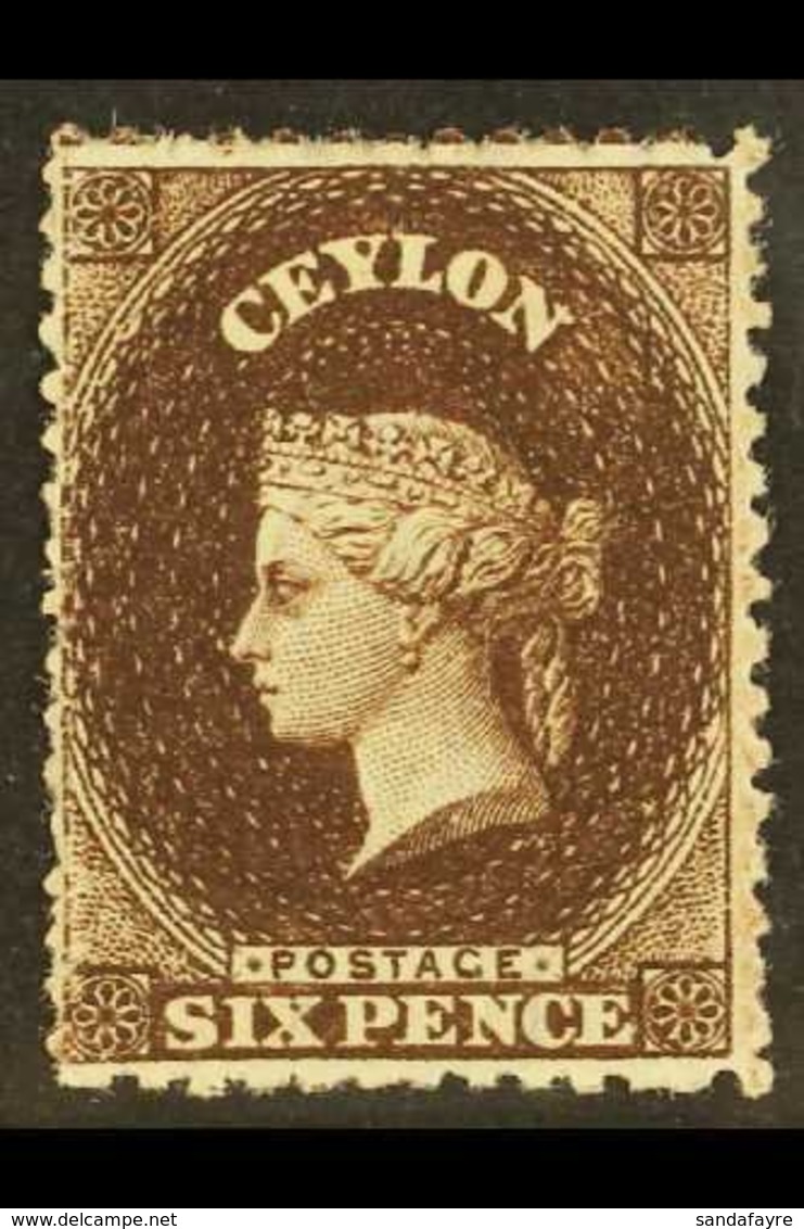 1867-70 6d Deep Brown, Smaller Wmk Crown CC, SG 67, Fine Mint. For More Images, Please Visit Http://www.sandafayre.com/i - Ceilán (...-1947)