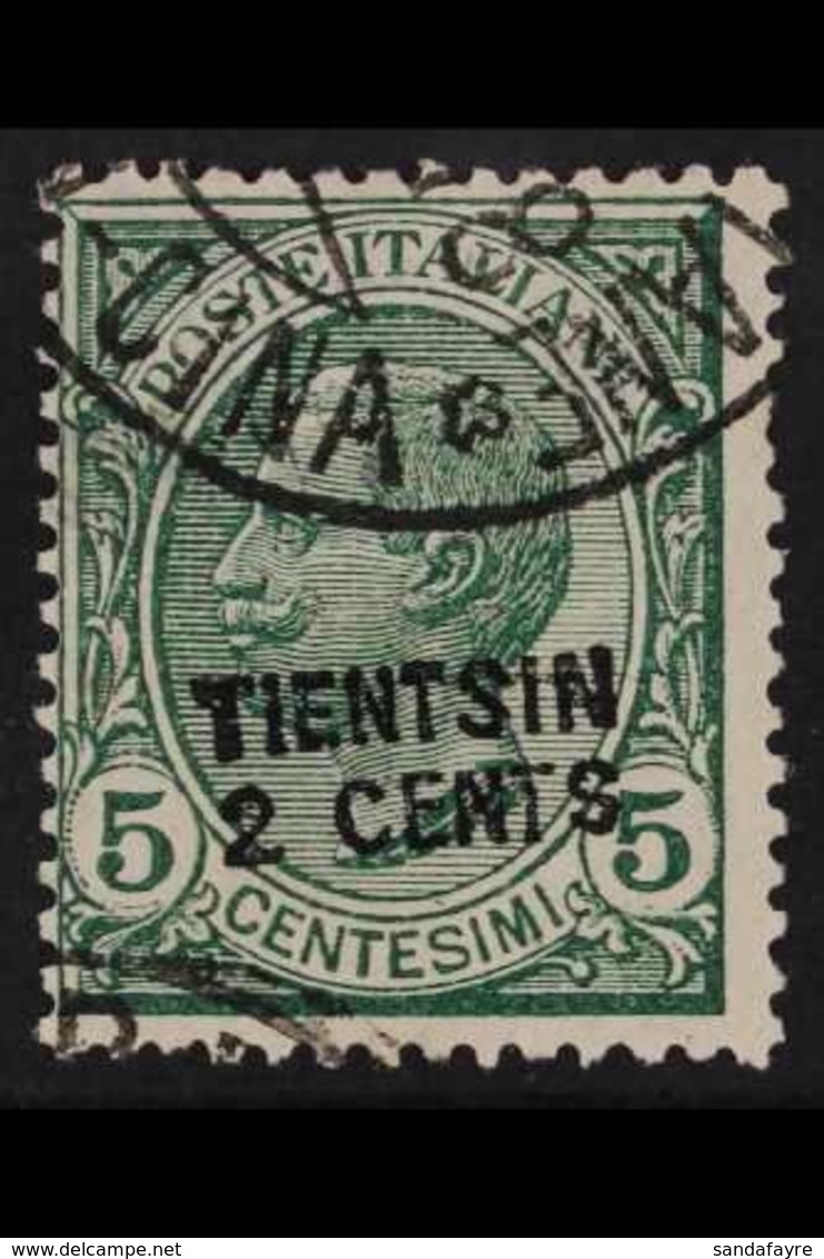 ITALIAN POST OFFICES TIENTSIN - 1917 2c On 5c Green, SG 31, Very Fine Used. For More Images, Please Visit Http://www.san - Sonstige & Ohne Zuordnung