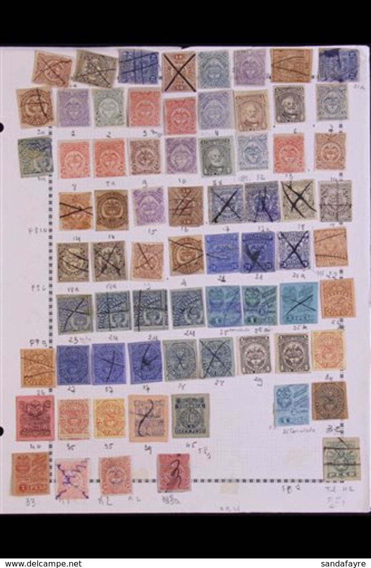 TELEGRAPHS Album Page With Stamps Crammed Onto It, We See 1881 & 1882 Both Mint To 1p, Later Issues Mixed Mint & Used Us - Colombie