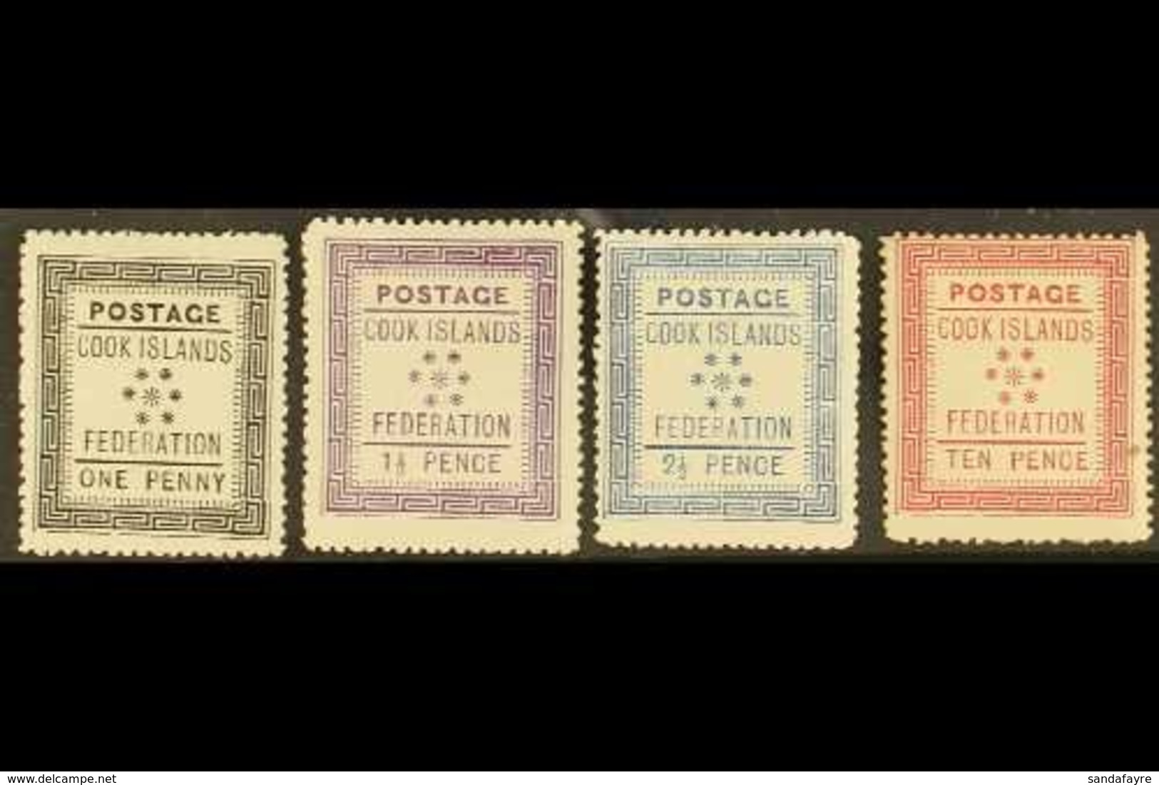 1892 (April) White Paper 1d, 1½d And 2½d Fine Mint, Toned Paper 10d Mint With Small Mark At Right, SG 1/4. (4 Stamps) Fo - Cook Islands