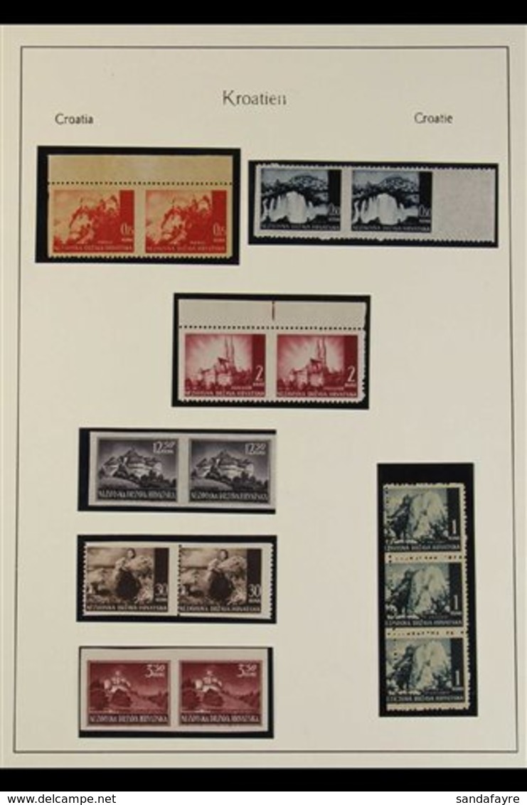 1941-1943 IMPERF PROOFS & PERFORATION ERRORS. NEVER HINGED MINT COLLECTION In Hingeless Mounts On Leaves, Includes 1941- - Croatia