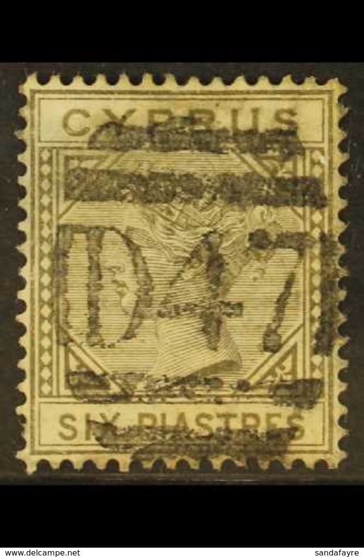 1881 6pi Olive Grey, SG 15, With Superb Full Upright "D47" Cancel Of Polymedia Camp, Limassol, Good Colour, Small Grease - Altri & Non Classificati
