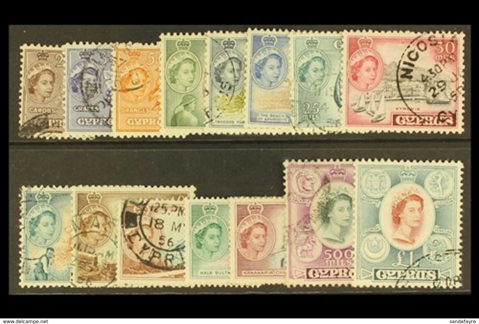 1955-60 Complete Definitive Set, SG 173/187, Fine Used. (15 Stamps) For More Images, Please Visit Http://www.sandafayre. - Otros & Sin Clasificación