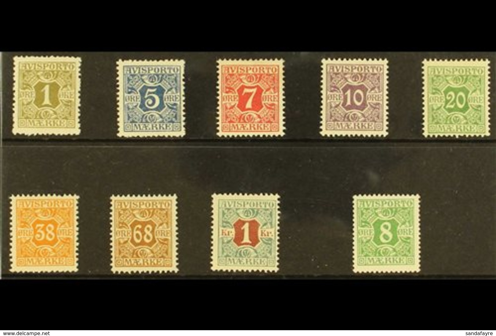 NEWSPAPER 1907-15 MINT SELECTION On A Stock Card With 1907 Set To 1Kr & 1914-15 8 Ore. Useful Range (9 Stamps) For More  - Sonstige & Ohne Zuordnung