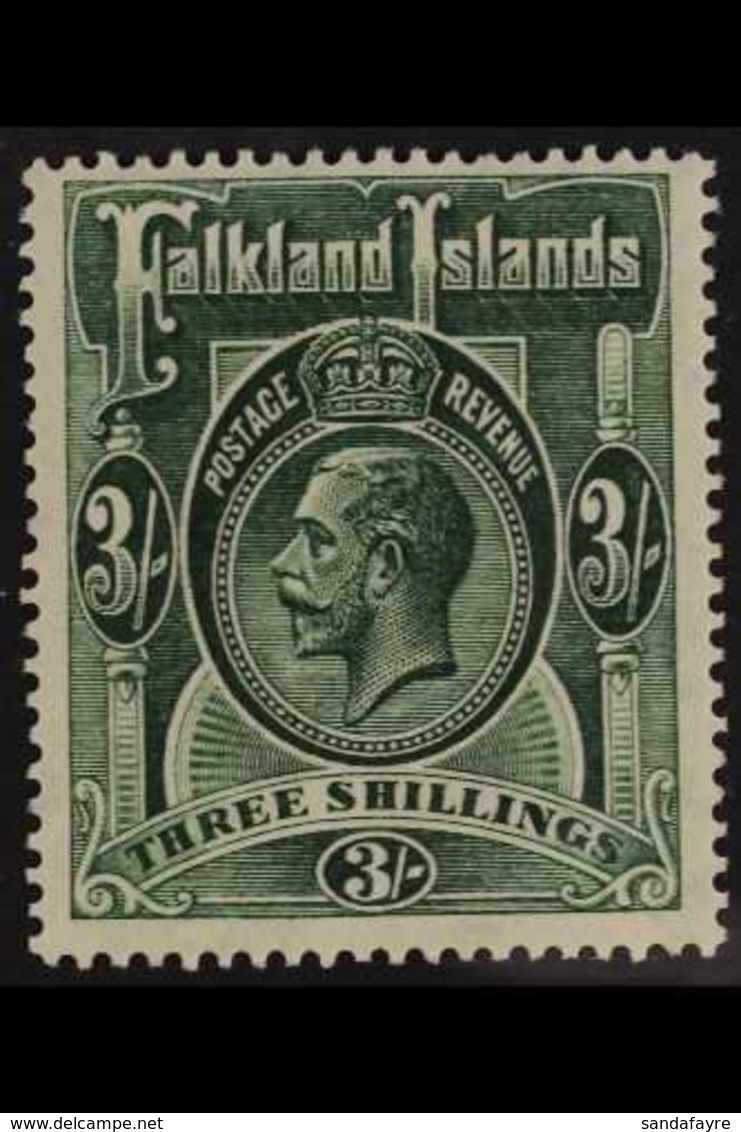 1921 3s Green, Wmk Script CA, Geo V, SG 80, Very Fine Mint. For More Images, Please Visit Http://www.sandafayre.com/item - Falkland