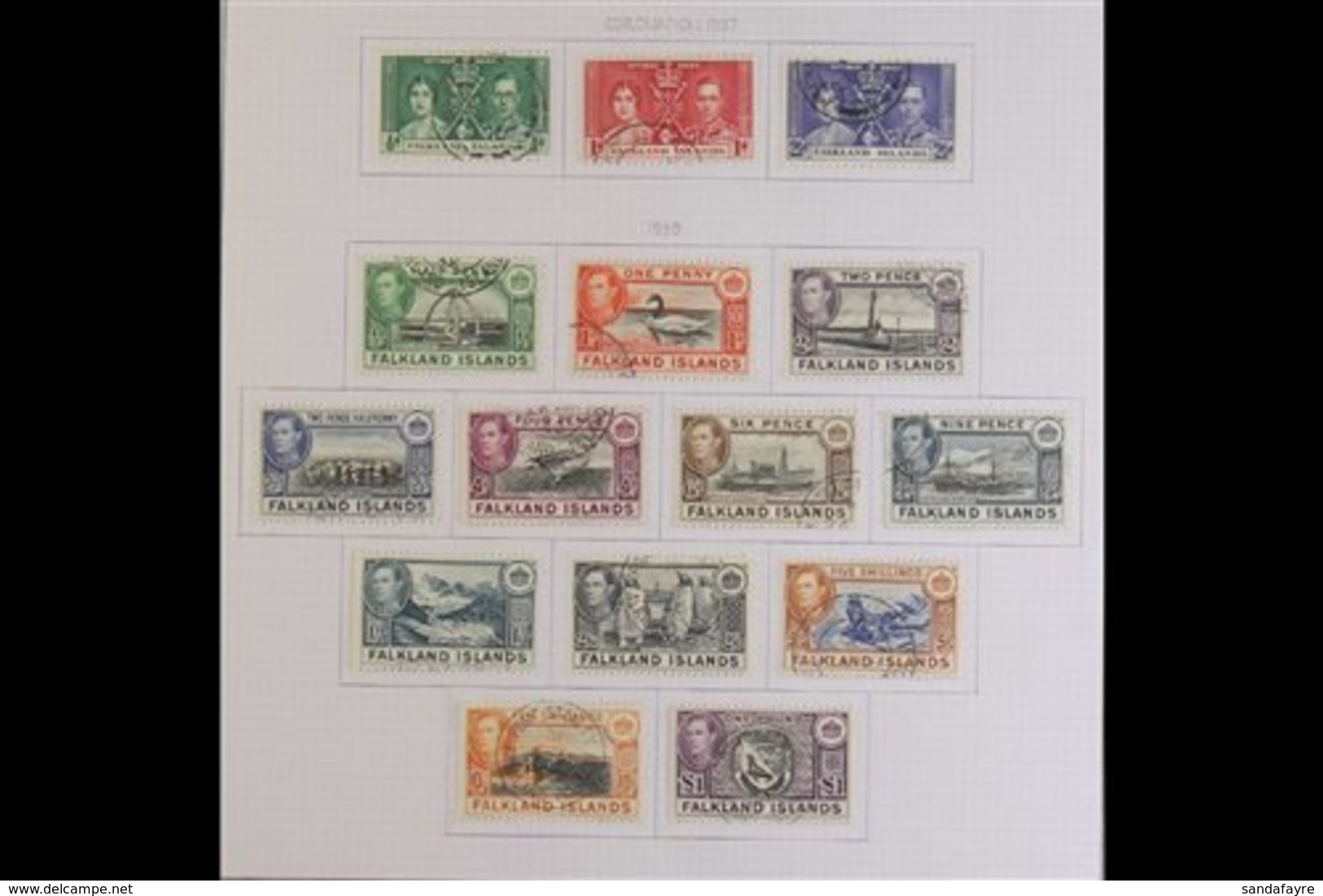 1937-52 COMPLETE USED COLLECTION. An Attractive, Fine Used Collection Of Complete Sets For This Reign, Includes 1937 Cor - Islas Malvinas