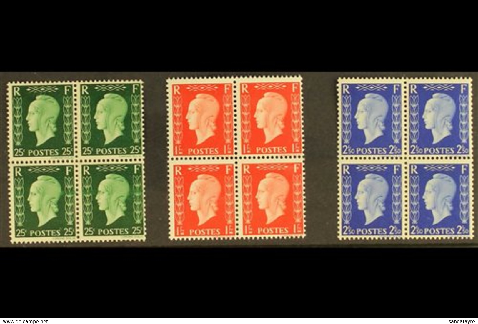 1942 EXILE GOVERNMENT UNISSUED STAMPS. Marianne De Dulac Type II Complete Set (Yvert 701D/F, Maury 701D/F), Never Hinged - Altri & Non Classificati