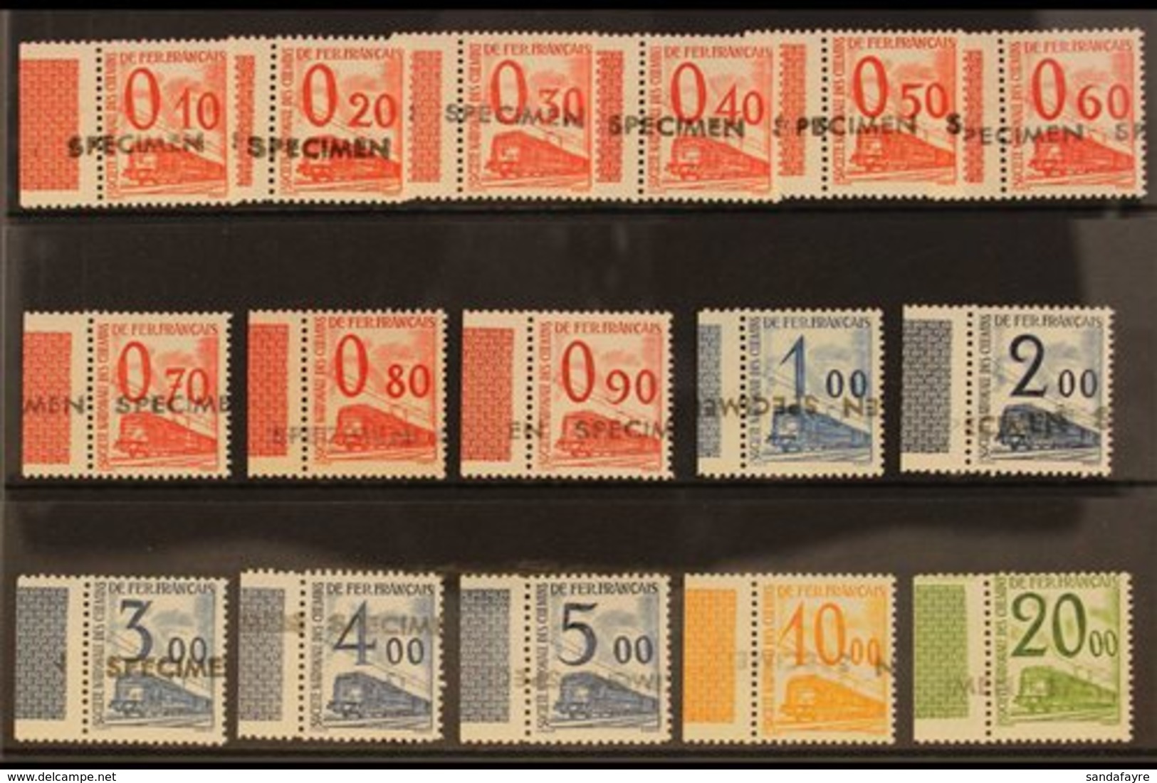 PARCEL POST (PETITS COLIS) 1960 Set Complete From 10c To 20fr Overprinted With "SPECIMEN" Handstamps, Never Hinged Mint  - Altri & Non Classificati