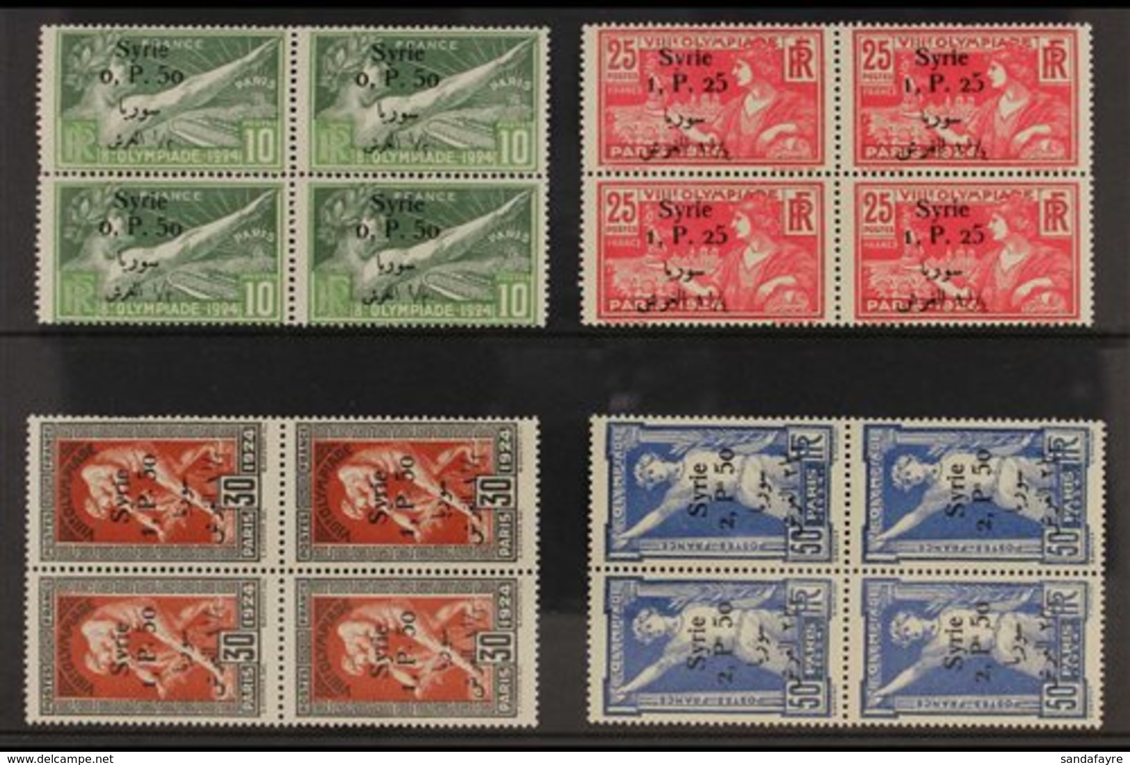 SYRIA 1924 Olympic Games Of France Opt'd With Four Line Syria & Surcharged Set, Yv 149/52, SG 166/69, Superb, Never Hing - Other & Unclassified