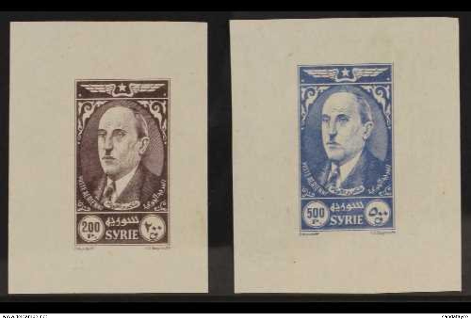 SYRIA 1944 President Air Set IMPERFORATE, As Yv 105/106, SG 385/386, Fine Mint, Lightly Hinged (2 Imperfs) For More Imag - Altri & Non Classificati