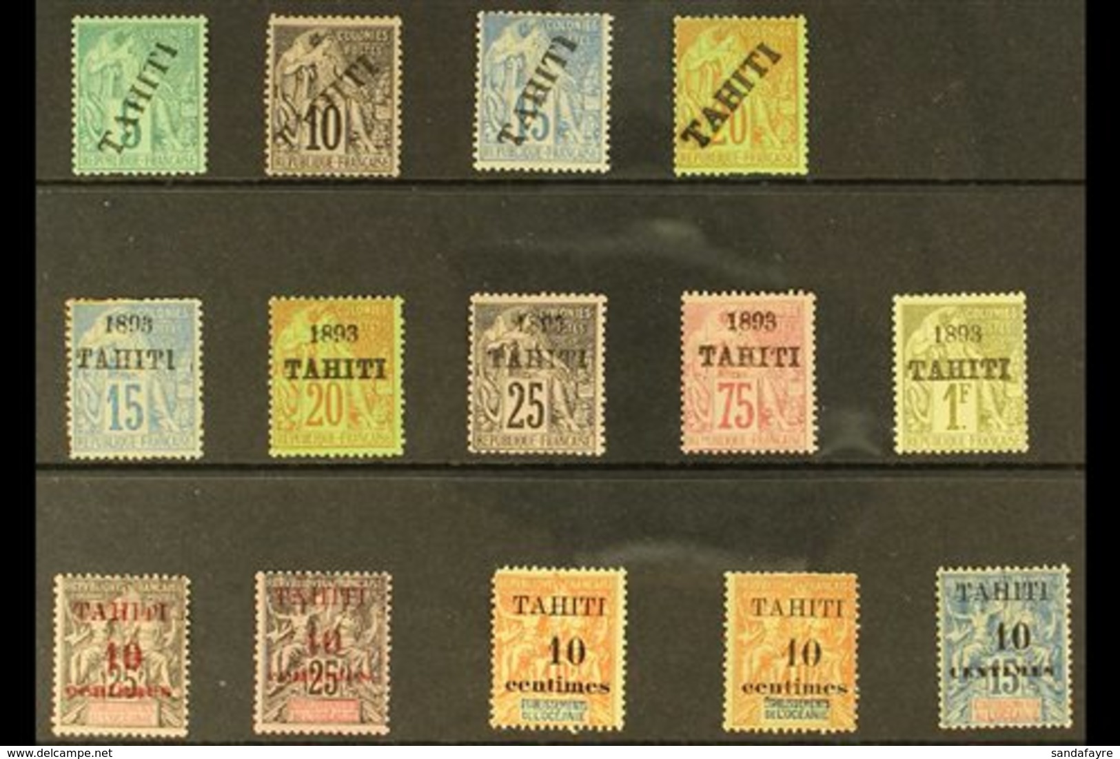 TAHITI 1893-1903 Fine Mint All Different Collection. With 1893 Diagonal Overprint 5c To 20c (the 10c & 20c No Gum); "189 - Autres & Non Classés
