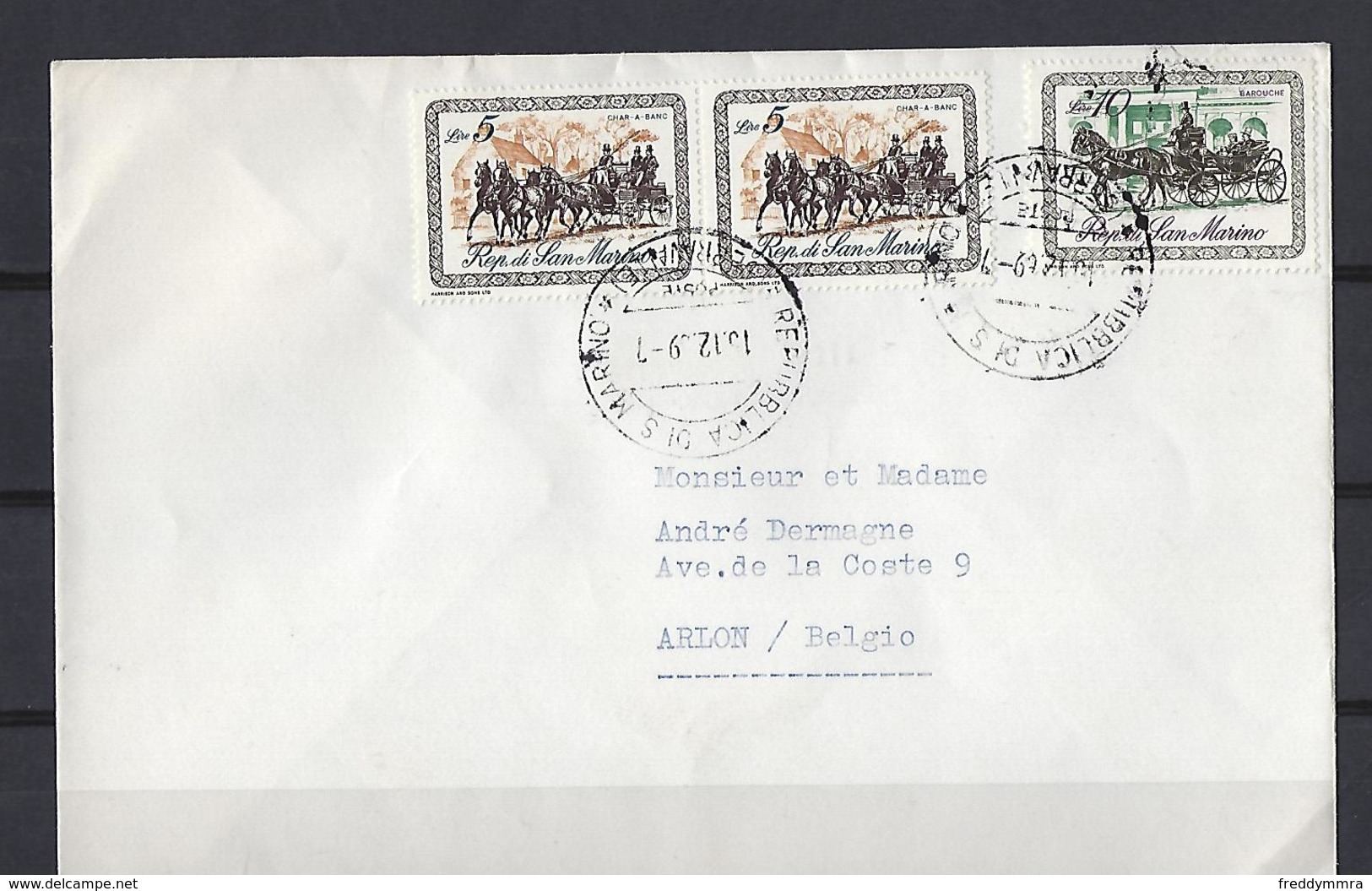 Saint-Marin: 736 Et 737 Sur Lettre Pour La Belgique - Lettres & Documents